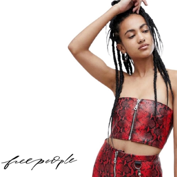 Free People The Ragged Priest Red Snake Skin Tube Top - Picture 1 of 11